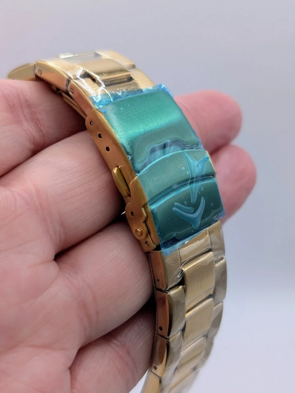 Genoa Gold Men's Stainless Steel Sports Watch with Rainbow Crystal Bezel